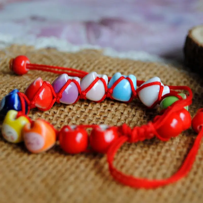 

Animal Cute Lucky for Cat Ceramic Beads Bracelet Improve Wealth Adjust Red Rope Hand Bracelet for Couples Son Daughter