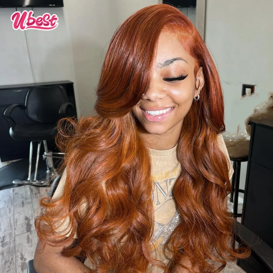 

Ubest Ginger Brown 13X6 Body Wave Lace Front Wig 32Inch Brazlian Human Hair Wig Ombre 99j Transparent Lace Frontal Wig For Woman