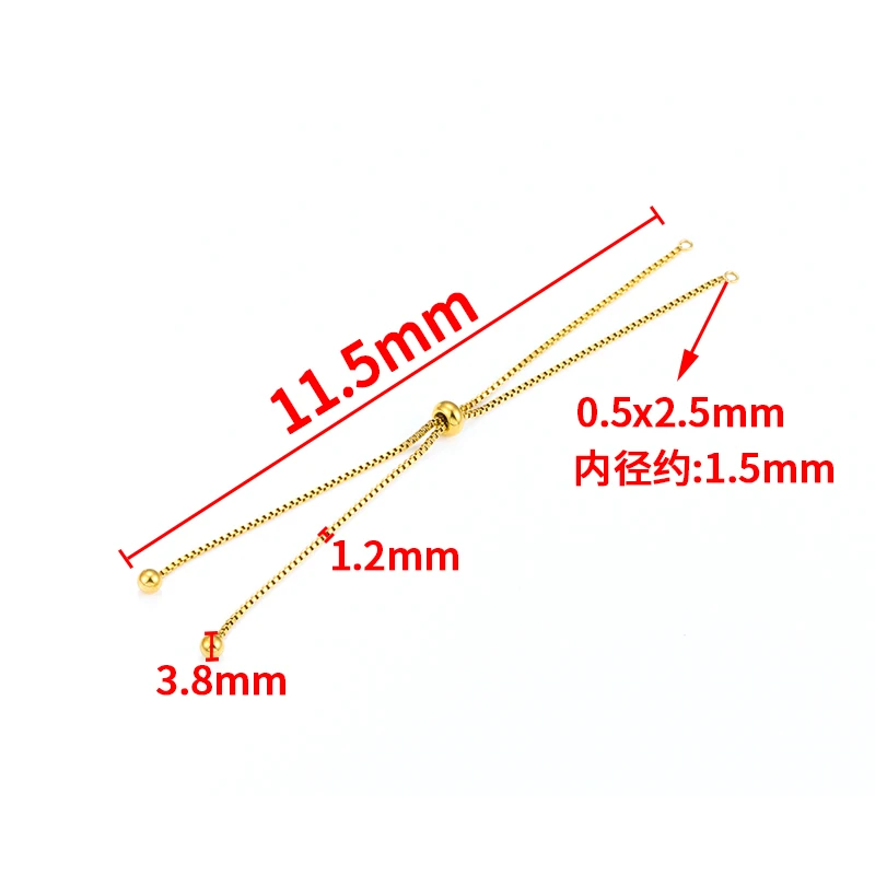 Stainless Steel Adjustable Slider Box Chains DIY Loops Connetor Pendants Bracelets Jewelry Making Supplies Accessories Findings