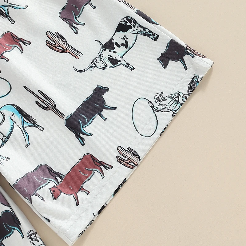 

Toddler Baby Boys Summer Shorts Elastic Waist Cowboy Bull Print Shorts Cute Beach Shorts (White Bull 6-7 Years)