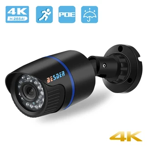 BESDER 4K 8MP 5MP HD H.265 IP камера 3MP 1080P P2P AI Обнаружение движения ИК Ночное видение 48V POE видео наблюдение наружная камера
