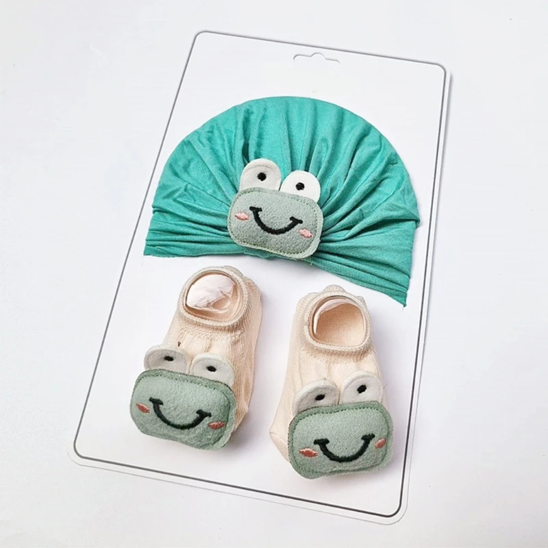 

Y1UB Spring Autumn Hat and Floor Socks Set for Infants Cartoon Baby