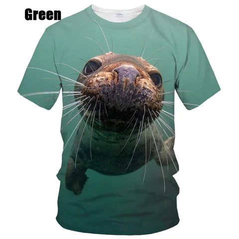 Полиэстер футболка с 3D-принтом морского льва
