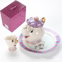 tea set cute cartoon beauty and the beast coffee tea set mug mrs potts chip cup gift tea pot cup one set lovely gift droshipping