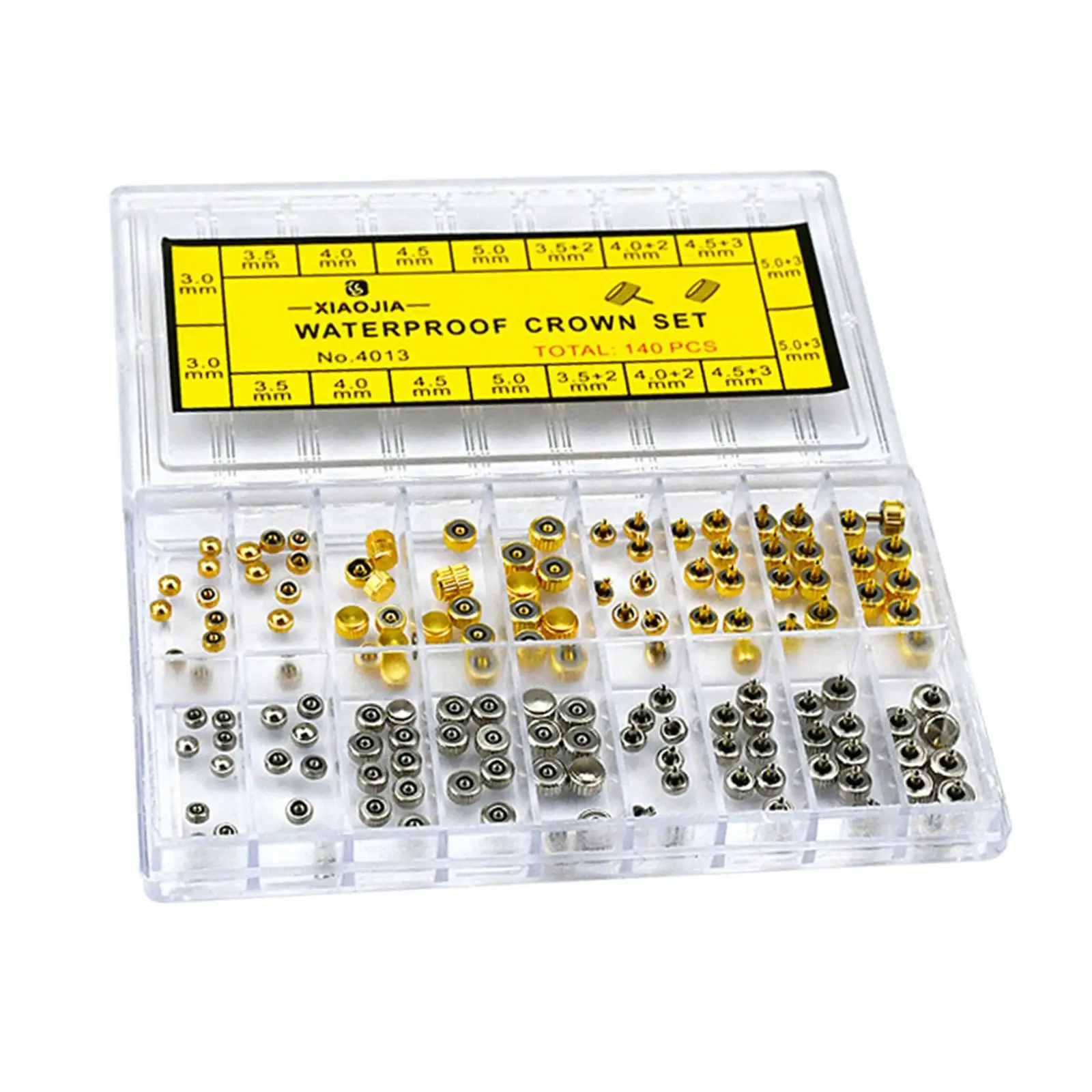 

140 Pieces Watches Crown Tubes Head 18 Slots Mixed Sizes Watches Repair Metal Replace Protable Kits for Watch Makers Repair Tool