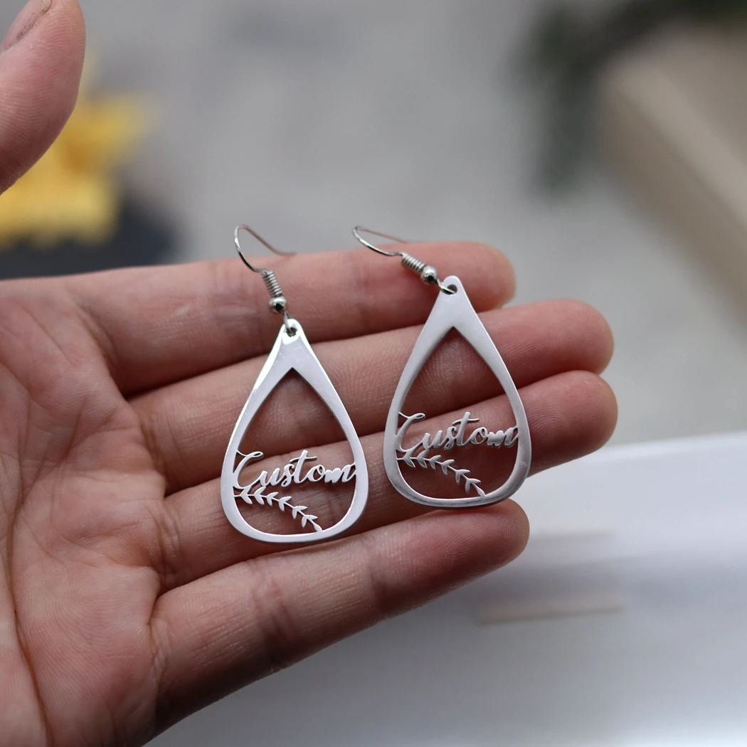 Индивидуальное имя письмо лист растения нежный кулон серьги в стиле бохо для