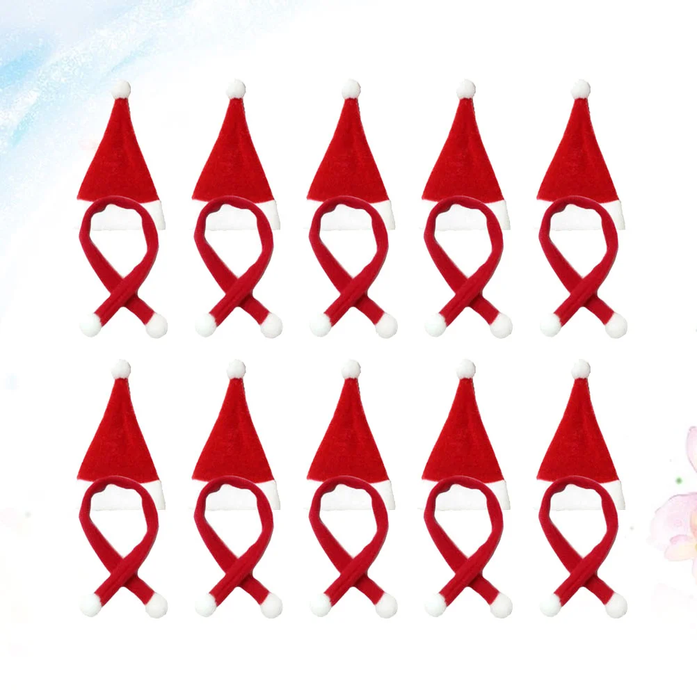 

Christmas Bottlemini Hat Santa Hats Scarf Covers Holders Decoration Silverware Scarves Bag Set Cap Decors Xmas Tableware Cutlery
