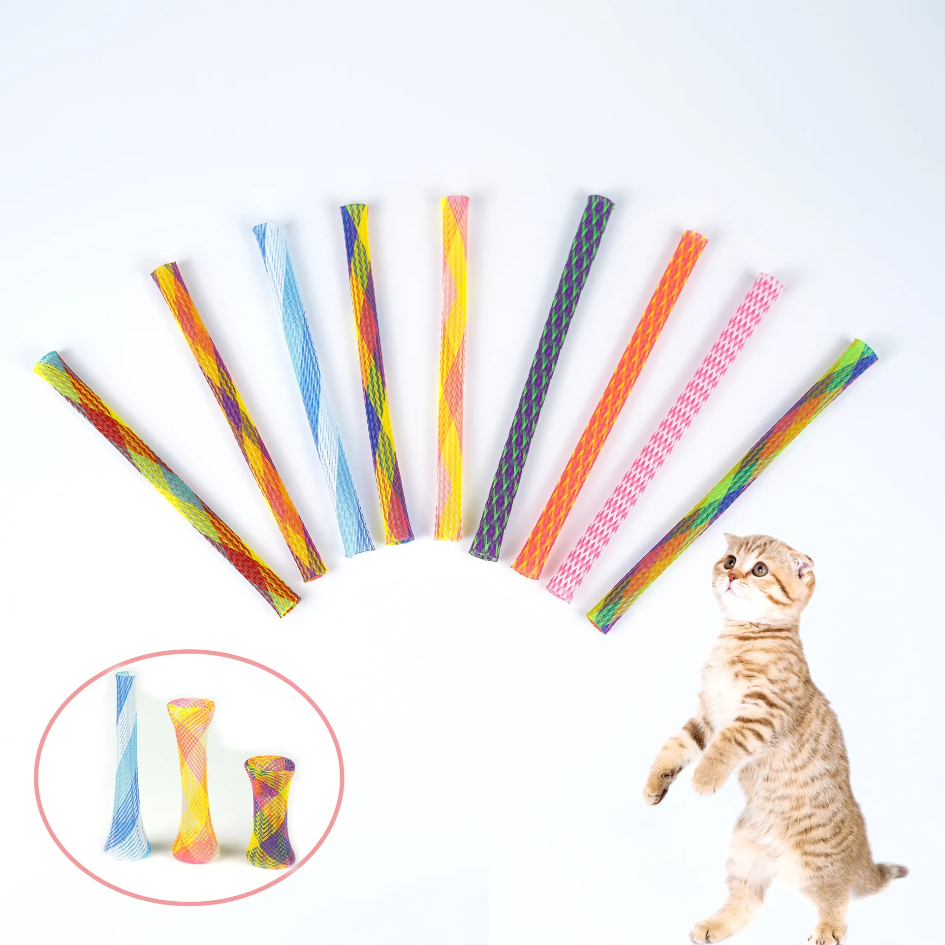 

Funny Cat Toy Cat Spring Teething Toy Colorful Interactive Telescopic Fun Cat Jumping Toy Flexible Spiral Spring Cat Chewing Toy