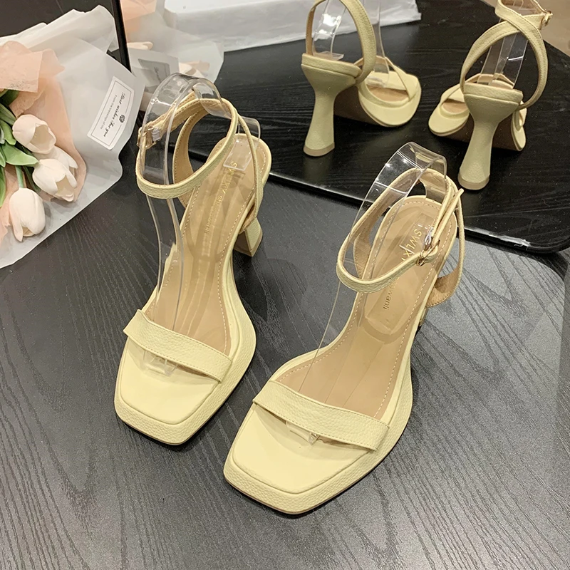 

Luxury designer sandals super high heeled shoe summer Outdoor foam runner fashion leather chunky heel shoes thick casual banquet