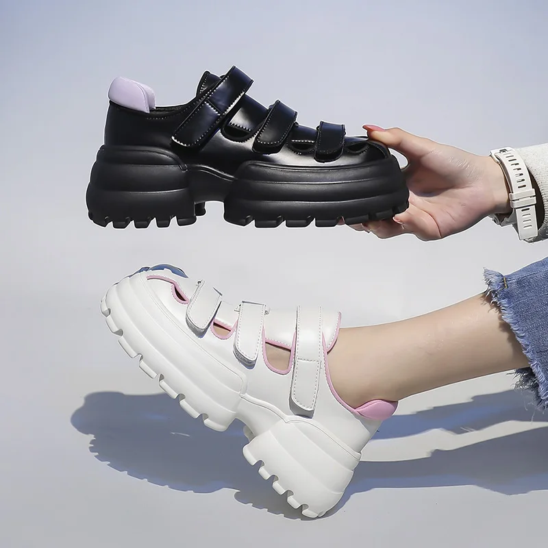 CICIYANG Gladiator Summer Sandals Genuine Leather 2023 New Chunky Platform Beach Shoes Sheepskin Thick Soled Sandals For Ladies