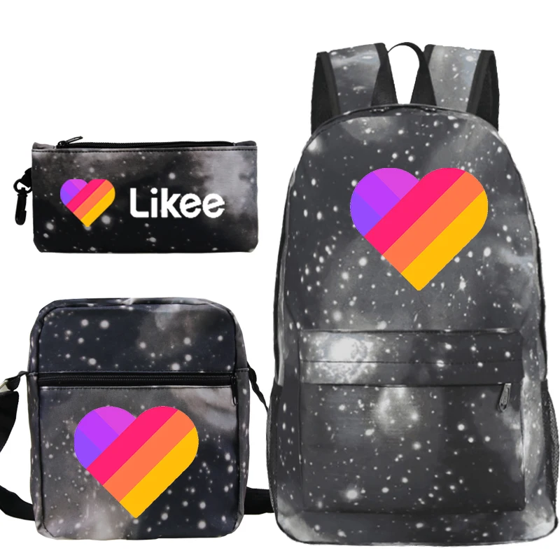 

Russia Style Likee Video App Back Pack LIKEE Bag Sac A Dos Backpack Women 3 PCS/set Mochila Feminina Heart Bookbag Fashion