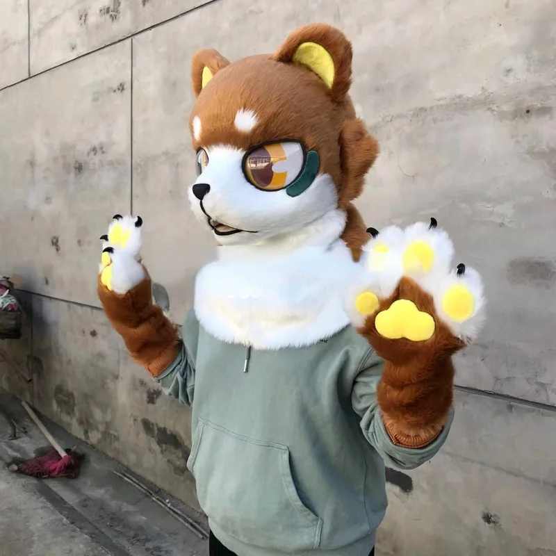 Пушистый костюм с головой животного пушистый на заказ голова Хэллоуин Рождество