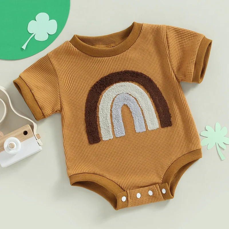 

Bodysuit for Newborns Baby Girl Boy Clothes Summer 2023 Infants Costume Short Sleeve Rainbow Jumpsuits for Kids Outerwear