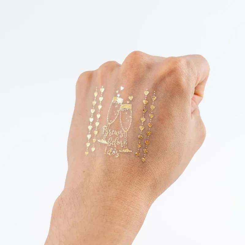 108 шт. золотые бокалы для вина с бриллиантами I DO временные татуировки наклейки