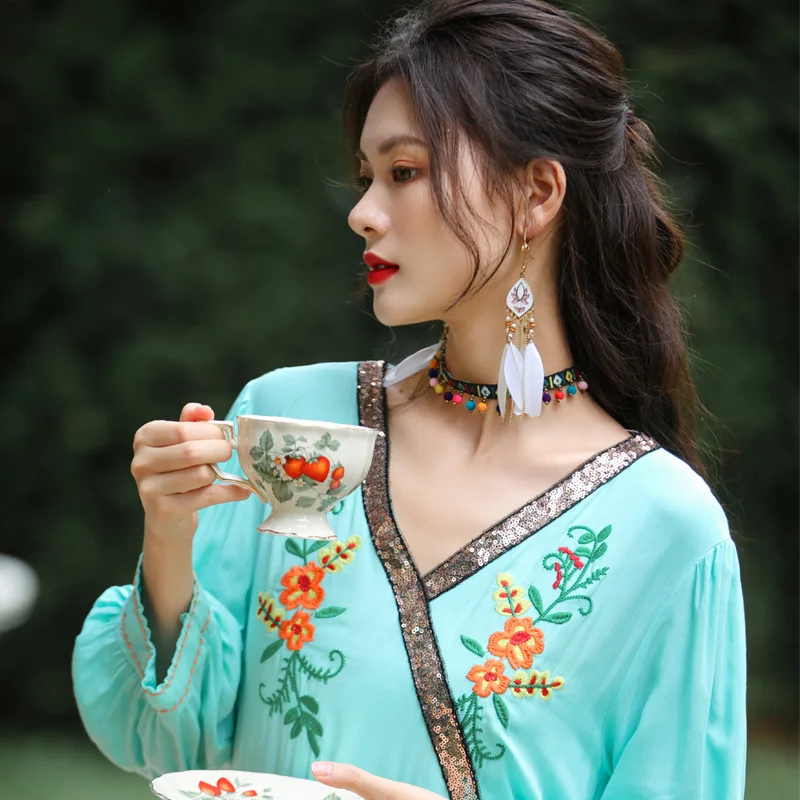 Ретро Этнические женские серьги Sle ретро гонконгские элегантные длинные