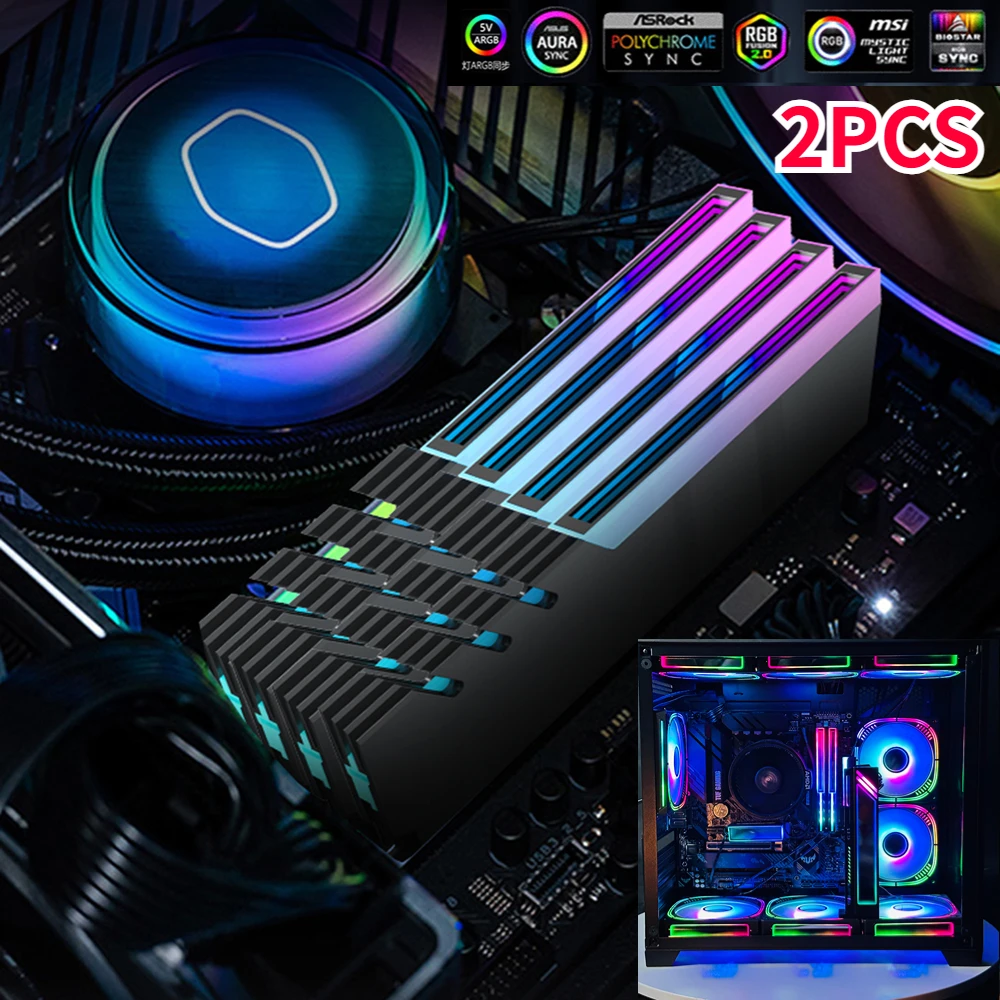 

2-1 шт. радиатор DDR4 DDR5 5В 3PIN ARGB AURA Sync модуль памяти