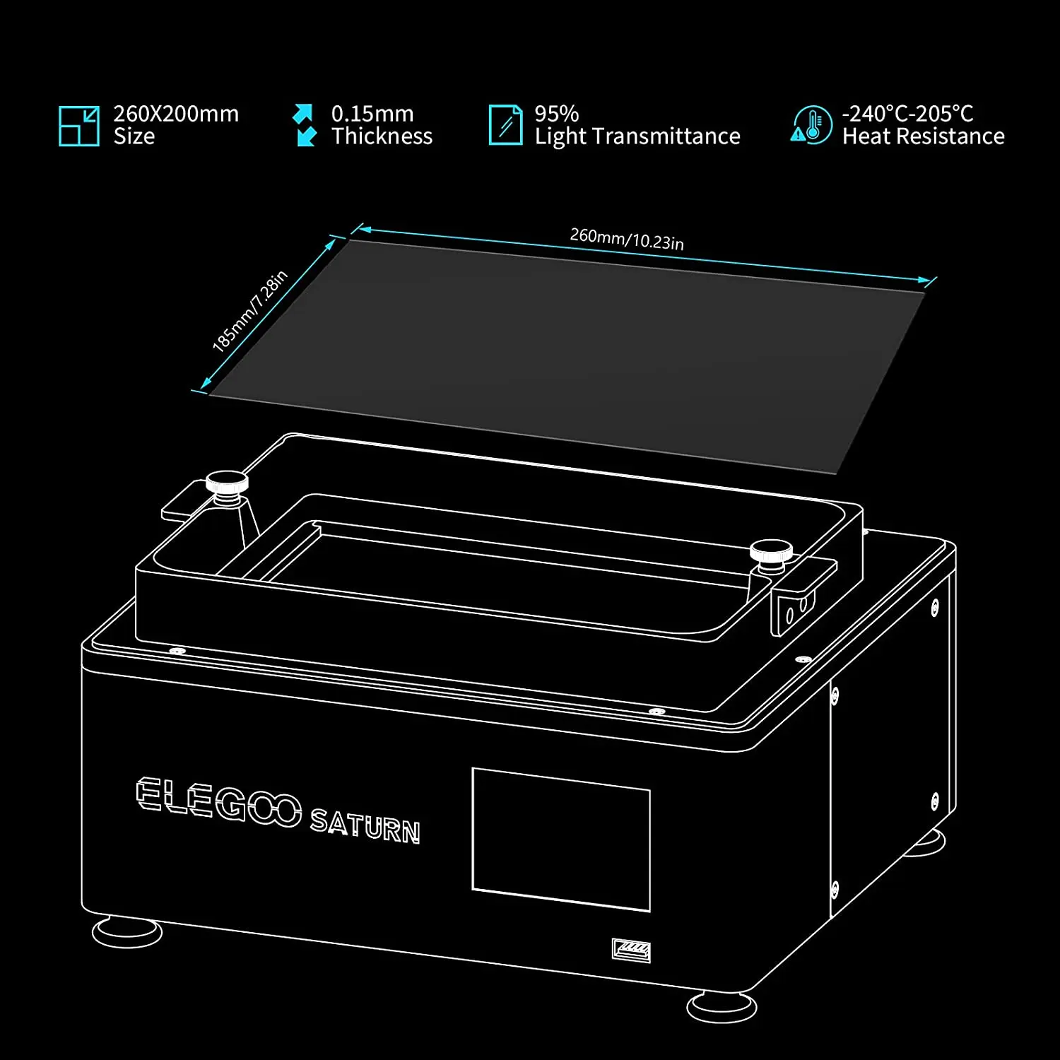ELEGOO 5 шт. выпуск фильмов набор 185 мм * 260 0 15 толщина для SATURN LCD 3D принтер S FEP Запчасти