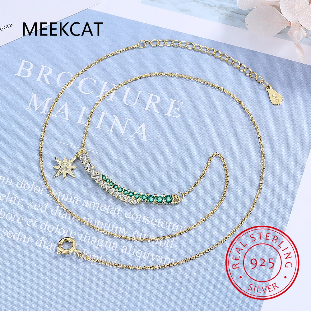 Женское Ожерелье с кулоном из серебра 925 пробы муассанитом