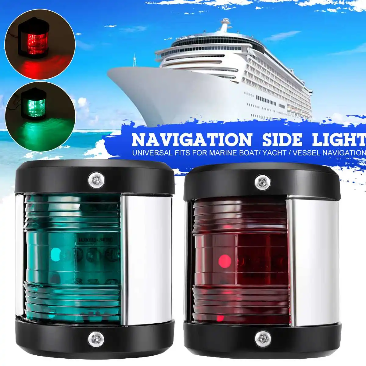 

Boat Lights Red Green 12V LED Bow Navigation Light Sailing Signal Light Red Green Light For Marine Boat Yacht Warning Light