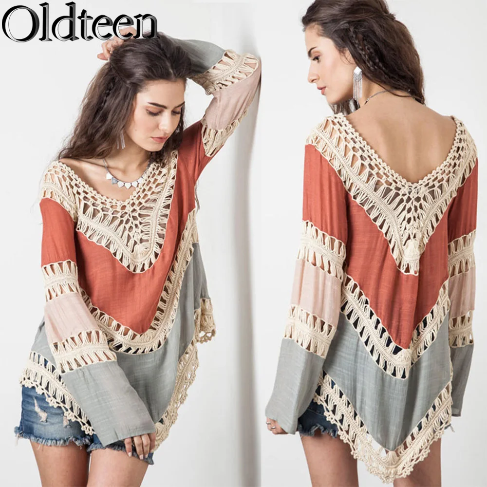 

Summer New Fashion Long Sleeve Knitted Sun Protection Beach Cover Up Holiday Beach Swimwear Bikini Cover-Up Hot Spring Swimwear