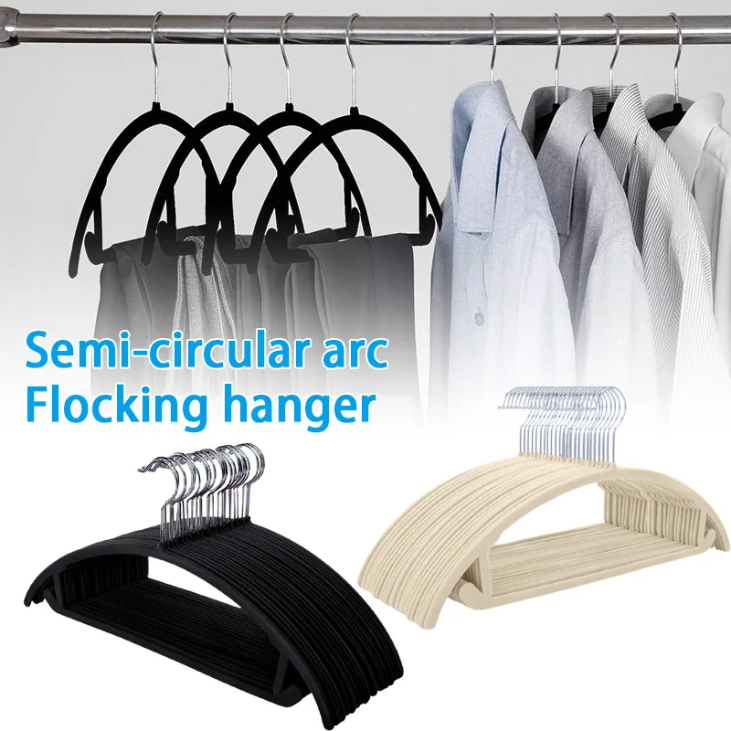 

Flocking Hanger Non-slip Semicircle Seamless Suit Hanger 360 Degree Swivel Space 10pcs Flocking Hanger pjop