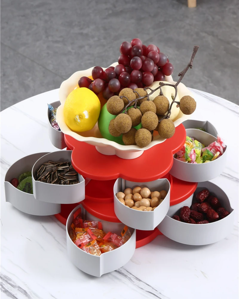 

Revolving Fruit Tray Creative Living Room Dried Fruit Melon Seed Tray Wedding Candy Box Household Snack Box For