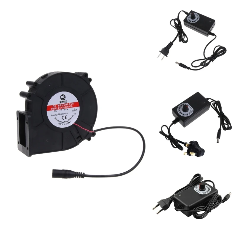 

US/UK/EU Plug BBQ Fan Air Blower 12V 1.5A Large Air Flow 110V 220V Powered Fan Variable Speed Controller Picnic Barbecue