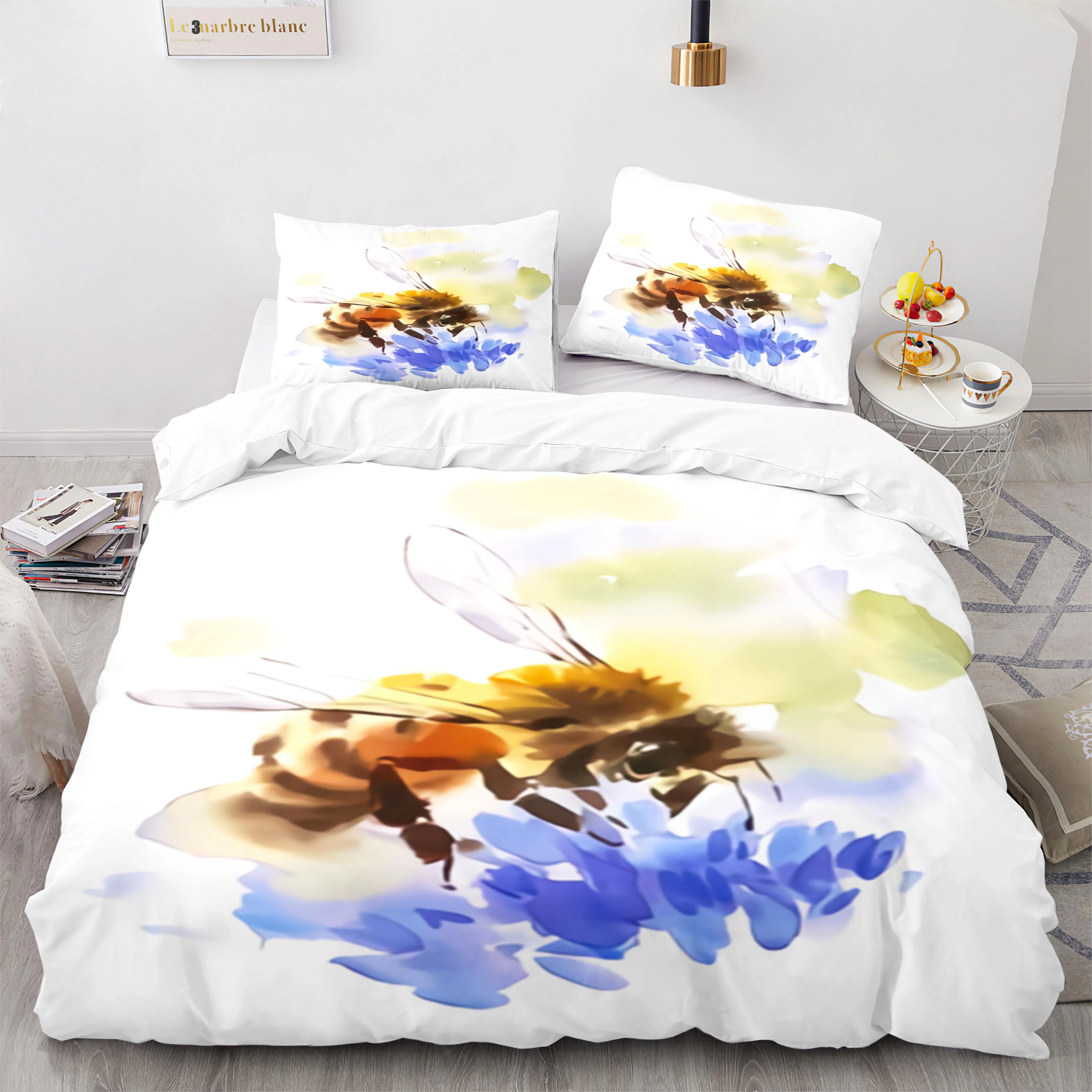 

Set Single Twin Full Queen King Size bee Bed Set Aldult Kid Bedroom Duvetcover Sets 3D Print 012 Hardworking bee Bedding