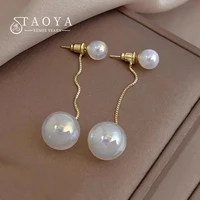 2022 new high sense dream color bead pendant long drop earrings sweet accessories for woman girls korean fashion jewelry party