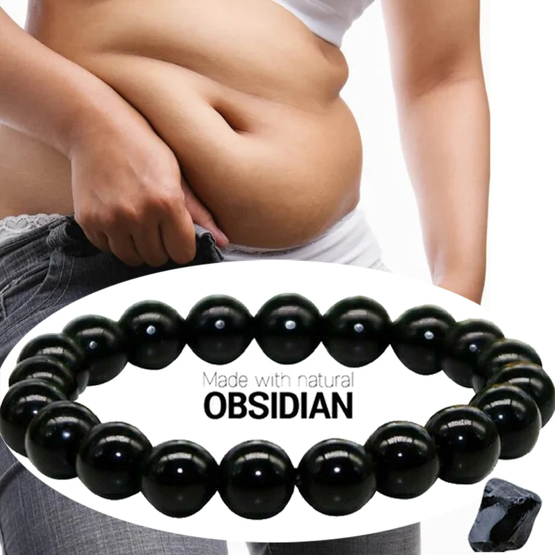 Natural Black Obsidian Stone Bracelet fat relief Promote Blood Circulation Anti Anxiety Weight Loss Bracelets Women Men Jewelry