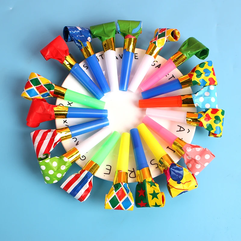 10pcs/set Multicolor Party Blowouts Whistles Kids Birthday Party Favors Decoration Supplies Noice maker Toys Goody Bags Pinata