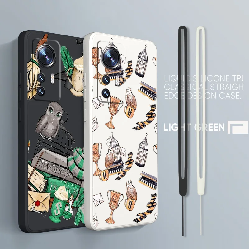 

Cartoon Harrys Potter For Xiaomi Mi 13 12T 11i 11X 10S 10 Pro Lite Liquid Rope Silicone Black Phone Case