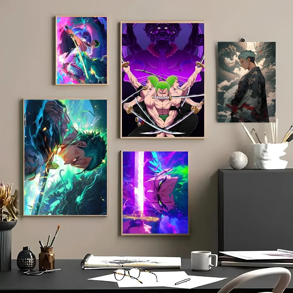 1 шт. аниме крутой мальчик O-One Piece Roronoa Zero постер самоклеящаяся Искусство