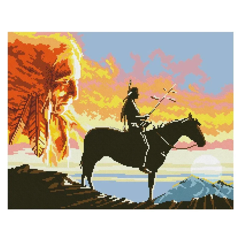 Набор для вышивки крестом Amishop Gold Collection The Great Spirit Knight Horse Riding Sunset Departure Janlynn 13-258