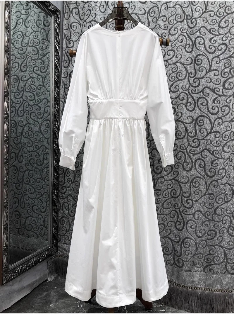 Женское длинное платье из 100% хлопка вечернее платье-макси с V-образным вырезом и