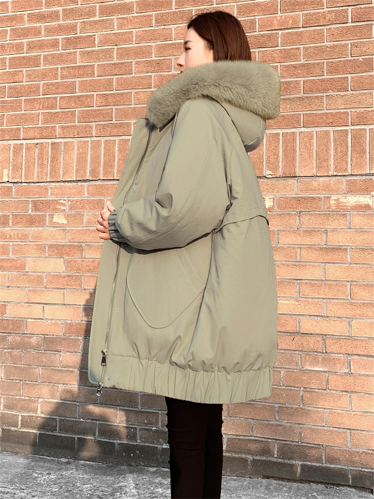 White Duck Down Black Down Jacket For Women's Wear 2022 New Winter Middle And Long Style Loose And Thin Large And Thick Coat