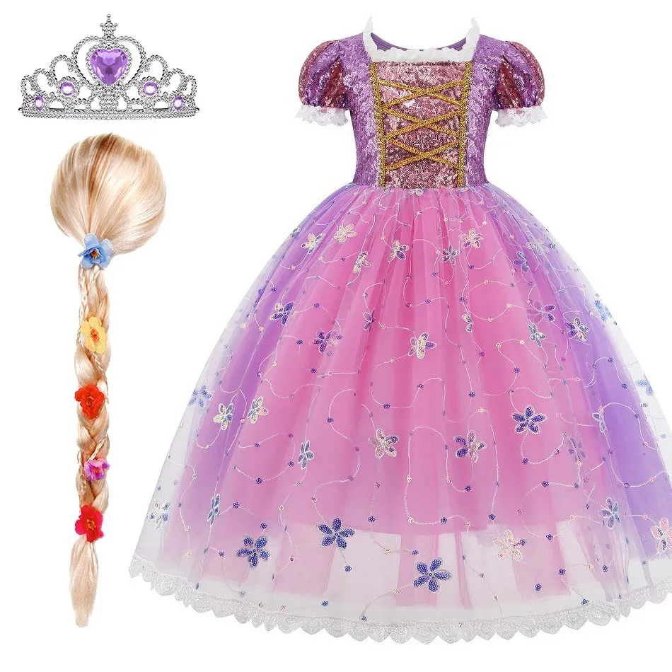 

Children Rapunzel Costume Little Girl Luxury Cosplay Dress Kids New Halloween Dress Up Christmas Clothing 3 4 5 6 7 8 9 10 Years