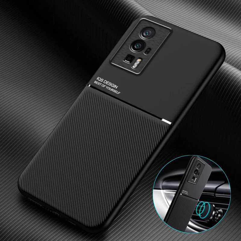 

For Redmi K60 Pro K60E Case With Metal Plate Car Holder Magnetic Leather Phone Case For Xiaomi Redmi K60E K 60 Pro Back Cover
