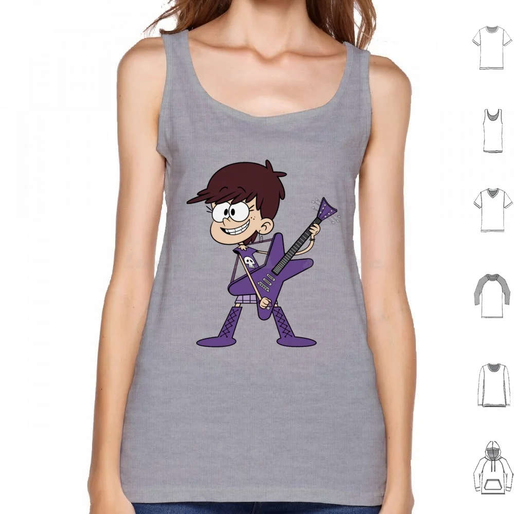 Luna Loud Guitar Violet Tank Tops Print Cotton Cartoon Loud Lincoln Leni Cute Luna Loud House Animation Lisa Lori