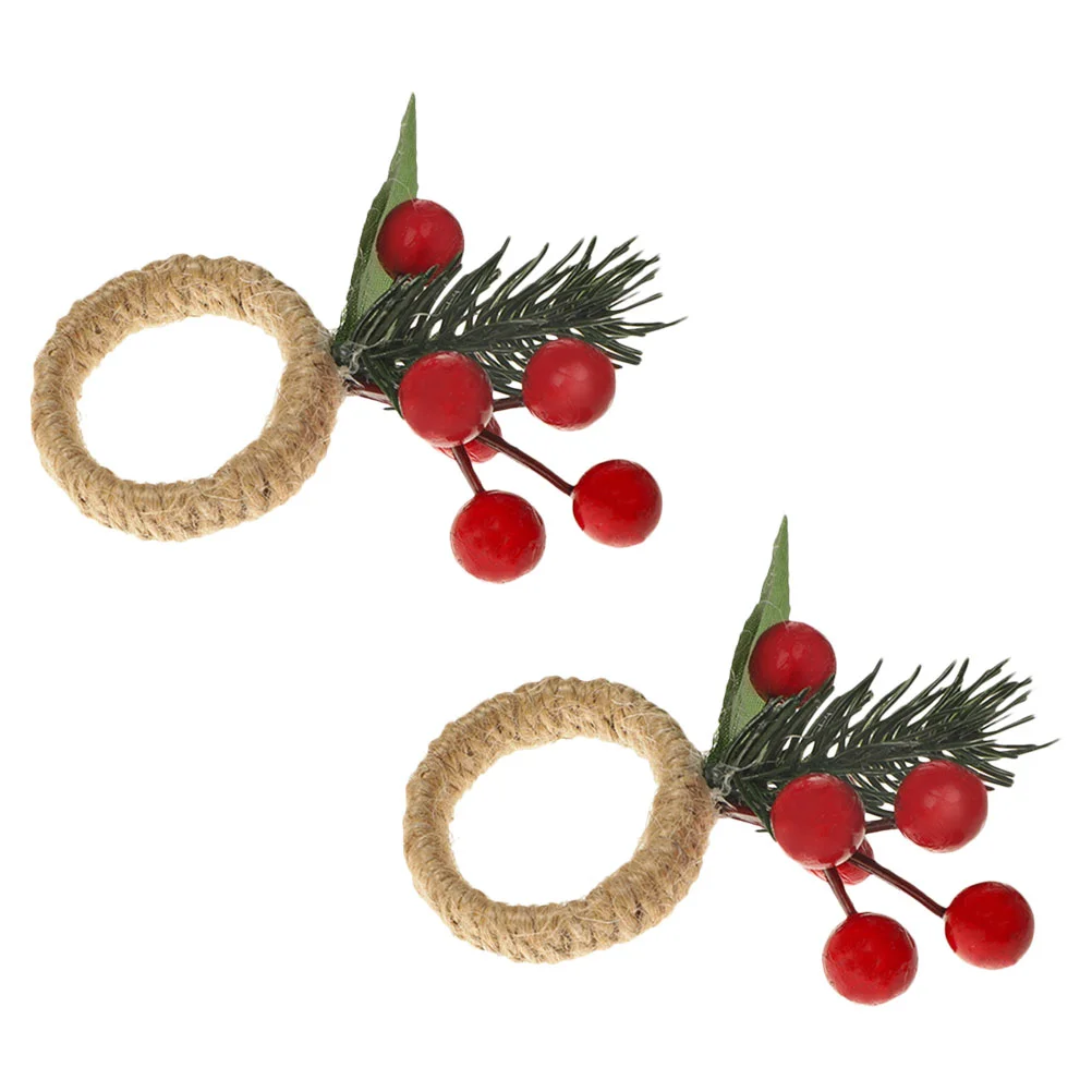 

Napkin Christmas Rings Buckle Ring Table Dinner Favors Decorations Dinning Berry Cone Pine Holder Party Holiday Clasp Tabletop
