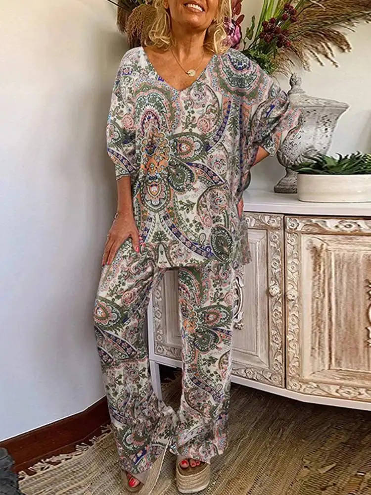 Женский комплект из 2 предметов блузка с V-образным вырезом и длинным рукавом