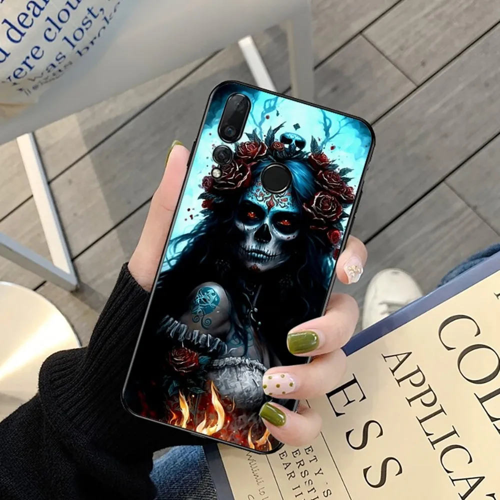 Чехол для телефона Catrina Beautiful Rose Girl с черепом Huawei Y9 6 7 5 Prime Enjoy 7s 8 Plus 7a 9e 9plus 8E Lite Psmart