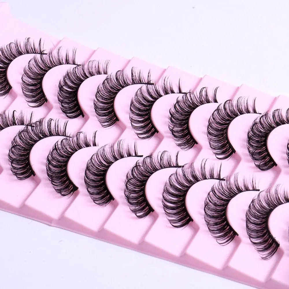 

10Pairs Natural Wispy Lashes DD Curl Russian Lashes 3D Mink Eyelashes Reusable Fluffy Russian Strip Lashes eyelashes extensions