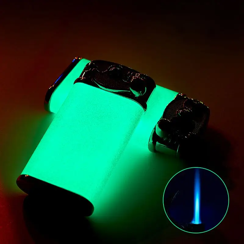

NEW Creative Windproof Luminous Rocker Mini Butane Gas Lighter Cigarette Cigar Accessories Metal Torch Jet Lighters Men Gifts