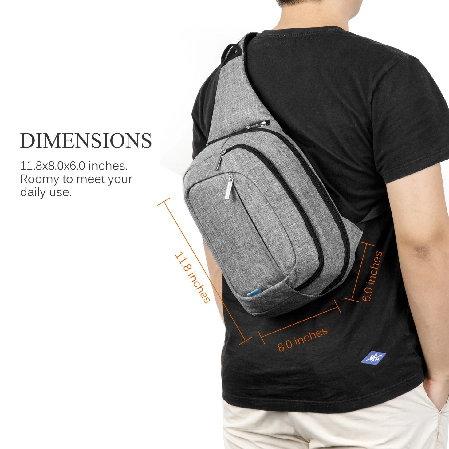 Casual Multi-functional Sling Bag Messenger Bag Crossbody Bag Shoulder Hiking Outdoors Bag For Men/Women,Gray