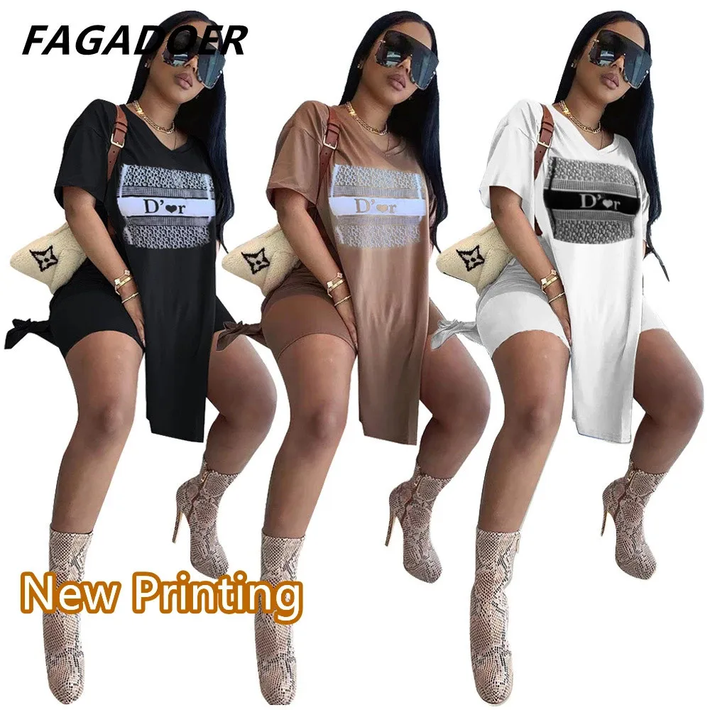 Женский спортивный костюм из 2 предметов Повседневная футболка с Боковым