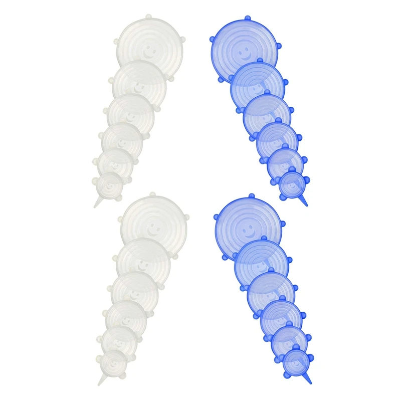 

24 шт., силиконовые растягивающиеся крышки для хранения пищевых продуктов