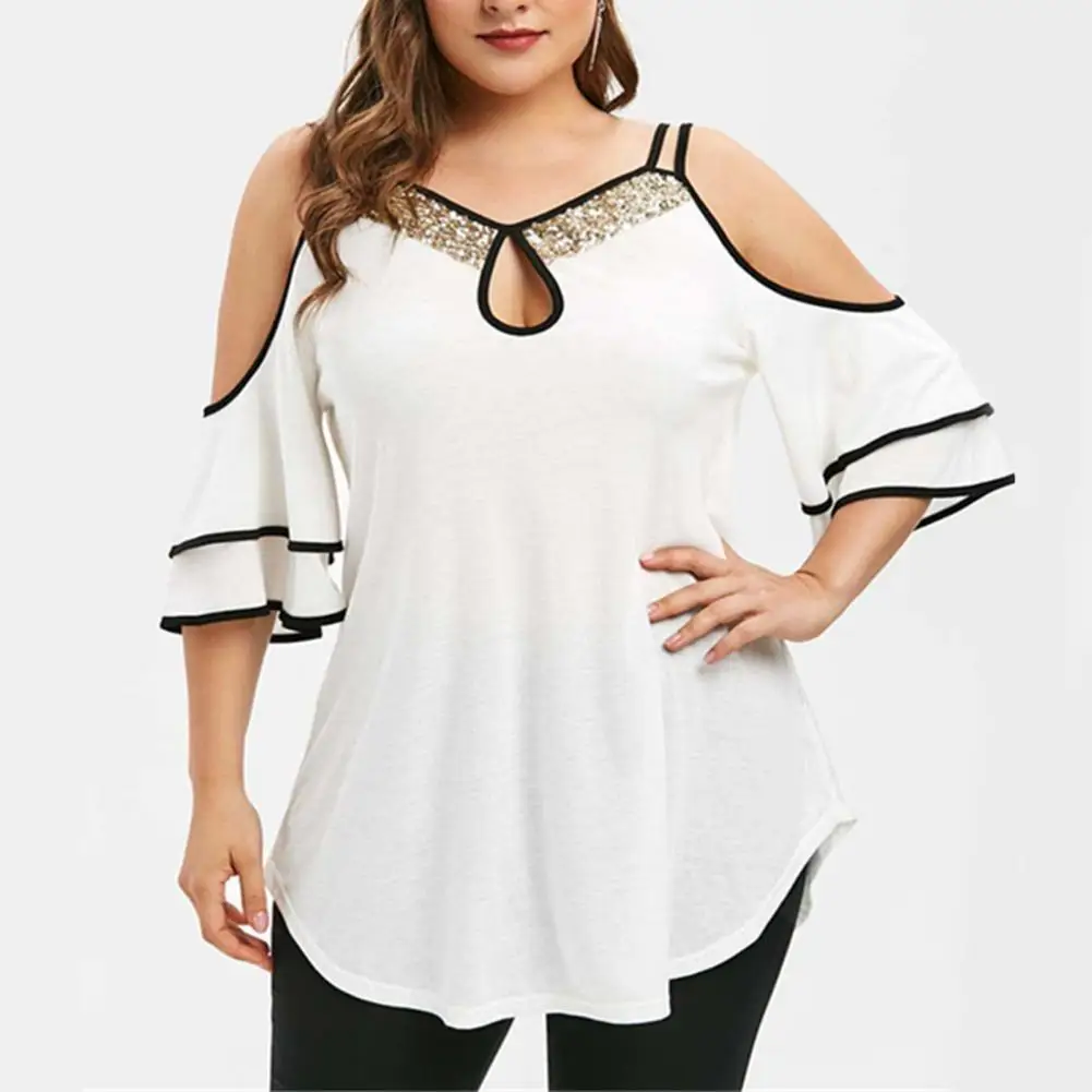 

Дышащий стильный Повседневный Топ с открытыми плечами, Удобный Повседневный Топ в стиле пэчворк, уличная одежда