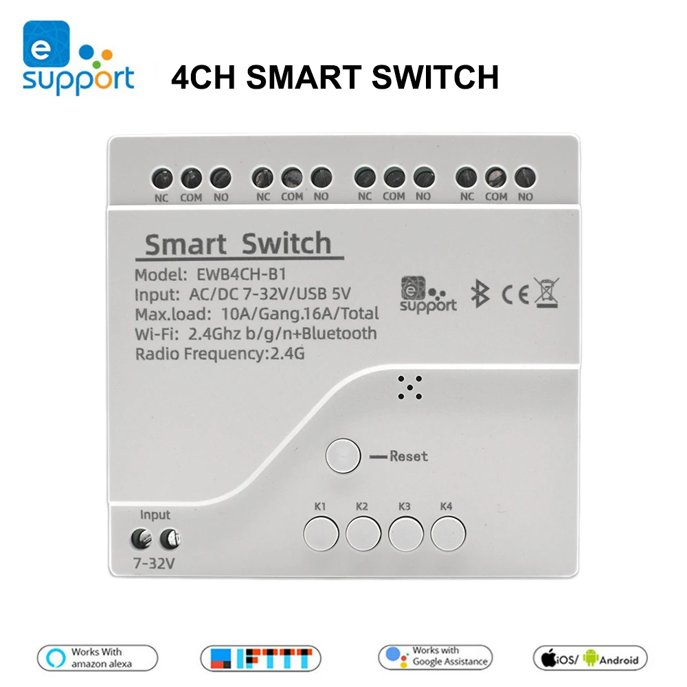 

4CH Smart Home Wifi Switch Module 220V Wireless Remote Control Light Timer Switch DIY Modules Via Ewelink APP Work With Alexa