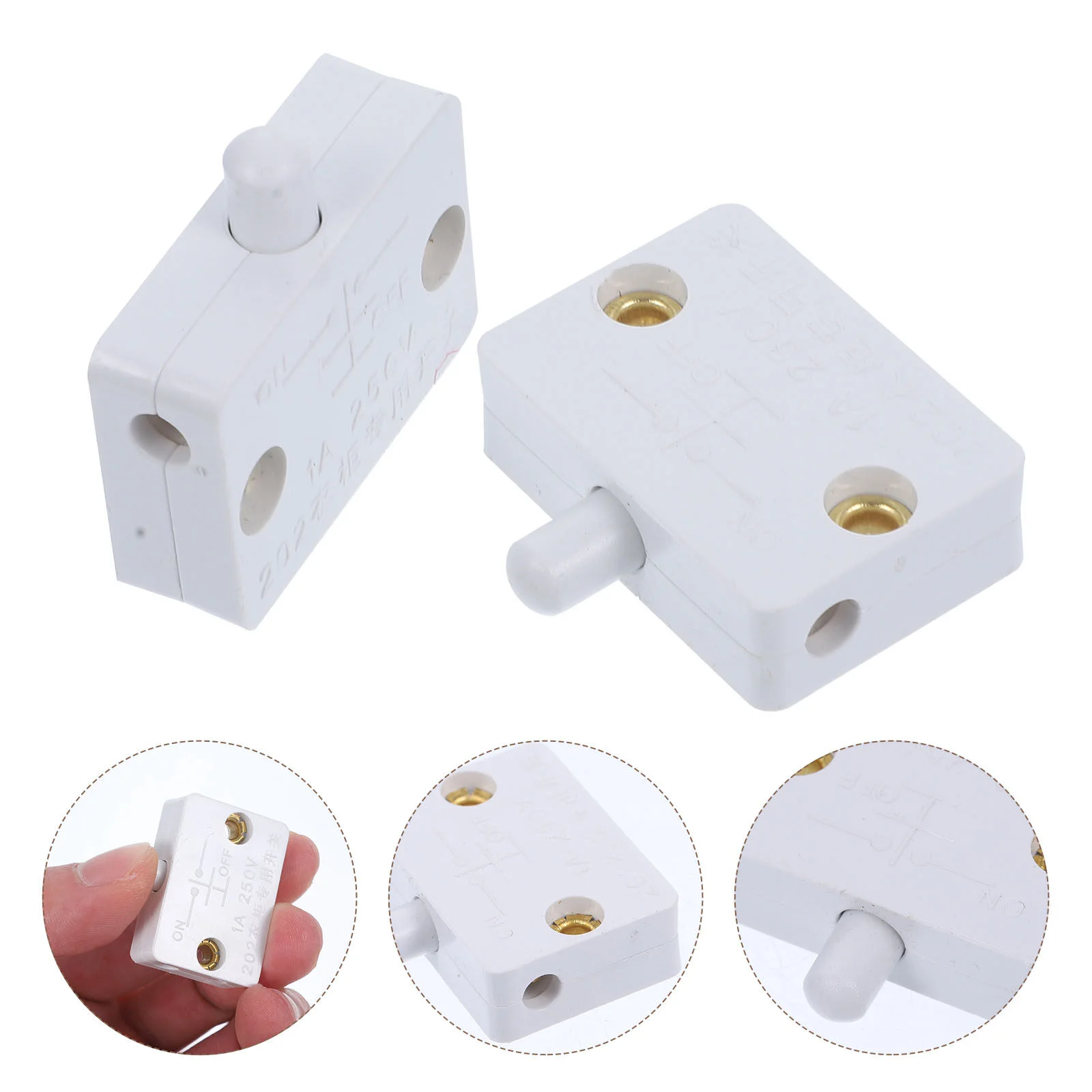 

2 Pcs Mechanical Switches Wardrobe Lights Touch Drawers Mechanical Door Activated White Plastic Cabinet Lamp